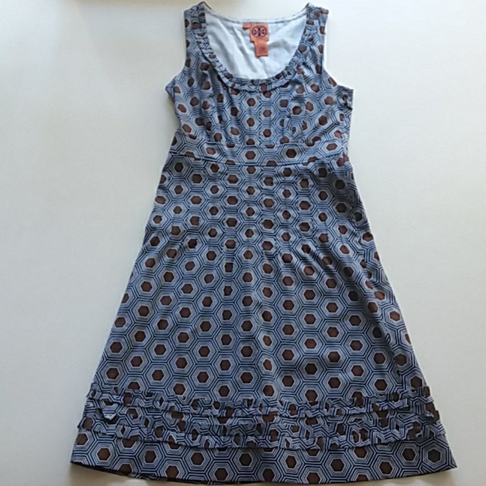 Tory Burch sleeveless brown white geometric dress
